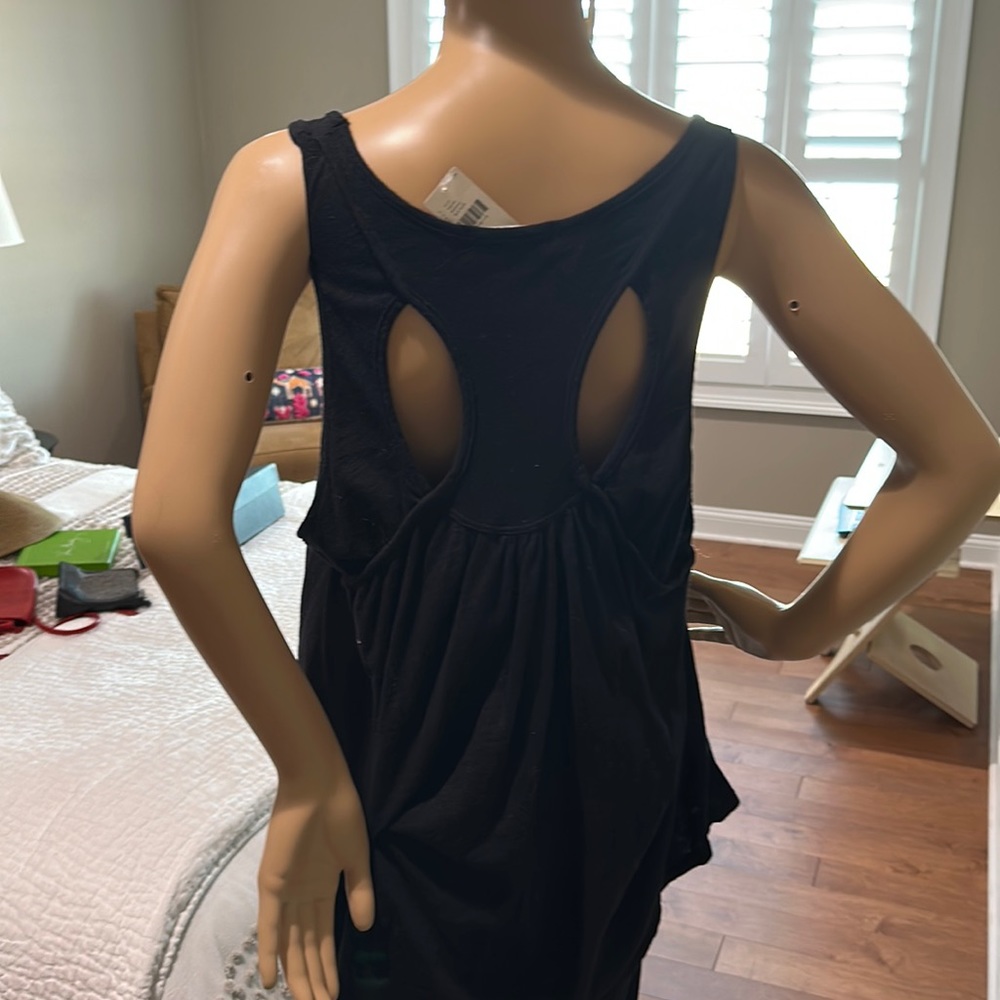 Anthropologie Good Luck Tee XL Black Tank Top